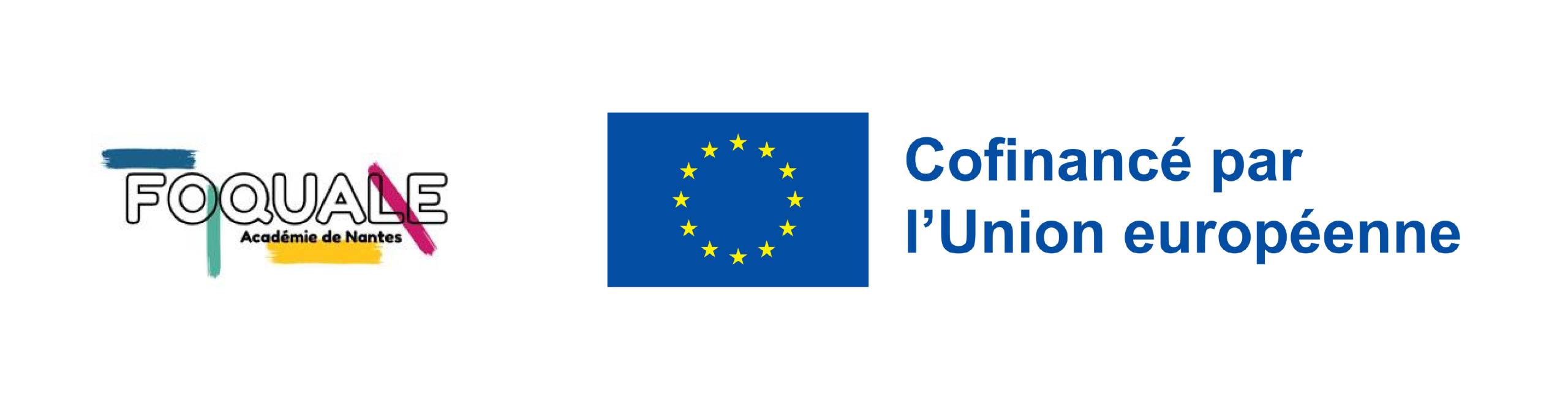logo foquale (Formation Qualification Emploi ) et logo union europeenne co financé