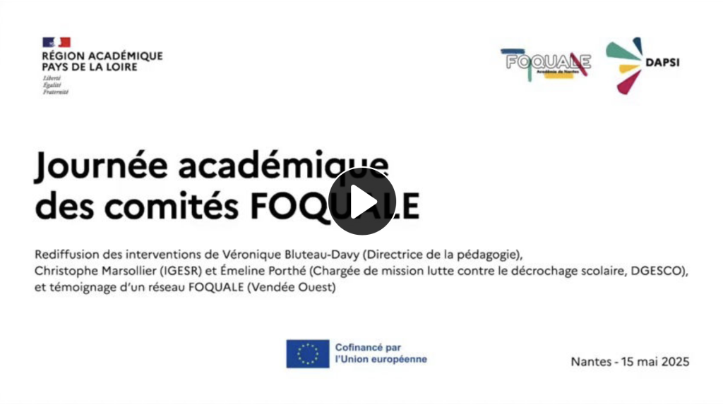 Conférence de Christophe Marsollier, Inspecteur général de l'Éducation, du sport et de la recherche, intervenant conférence FOQUALE autour des projets de lutte contre le décrochage scolaire